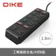 DIKE 工業級鋁合金四開八座電源延長線-1.8M DAH386BK