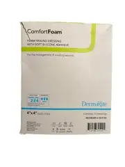 DermaRite ComfortFoam Border Bordered Foam Wound Dressing 4" x 4" 10 Pack