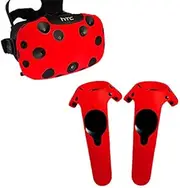 Case for HTC Vive Headset VR Silicone Case Cover VR Glasses Helmet Controller Handle Case Skin Shell Virtual Reality Accessories (Color : Set red case)