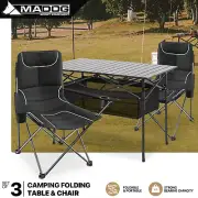 2 Built in Cooler Bag Chair+Aluminum Detabchable Storage Picnic Desk Camping Set