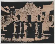 The Alamo #1 Scratchboard Art 8 x 10
