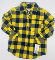 Carter's blue and yellow flannel button up shirt Size 3T