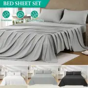 Hotel Fitted Flat Sheet Set Soft Microfiber Bed Set S/Double/King/Queen/KS Size