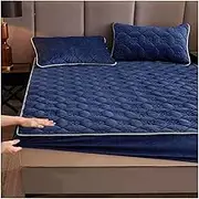 Velvet Fitted Sheet Twin King Full Queen Size Flannel Fitted Sheet Plush Soft Mattress Protector Cover Removable Mattress Dust Cover with 2 Pillowcase Soft Breathable Washable Bedding