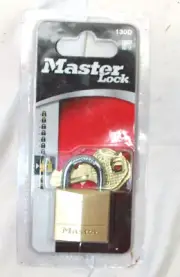 Master Lock Solid Body Padlock Brass 130D 3/16" steel shackle