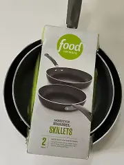NEW! FOOD NETWORK SET 2 NONSTICK ENAMEL COOKWARE SKILLETS - 9" AND 11"