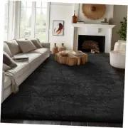 Upgrade 8x10 Rugs for Living Room, Black, Fluffy Shaggy Soft Area Rug, Black