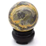 50mm Bumblebee Jasper 174g Natural Crystal Sphere Ball Gemstone, Inc Stand