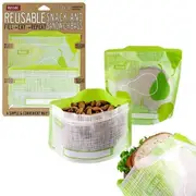 Set of 4 Reusable Snack & School Sandwich Pouches Reusable Lunch Bag Pear Linen