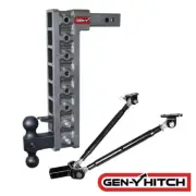 GENY Mega-Duty 10K 17.5" Drop 2" Adjustable Hitch Stabilizer Pintle Ball 1.5K TW