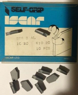 ISCAR GTS 3 AL IC 20 Carbide Inserts Grooving 10 Pcs Self Grip Cut-Off Lathe New