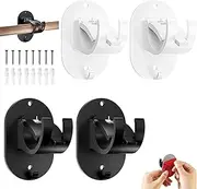 ZUJIACUN 4PCS Curtain Rod Bracket No Drilling, Self Adhesive Curtain Rod Holder,Curtain Rod Hanger with Screws, Nail Free Curtain Rod Hooks for Bathroom Bedroom Livingroom Kitchen and Hotel