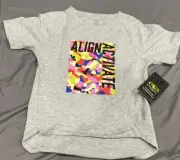 Girls athletic works XS (4-5) Gray/Multicolor Graphic Tee “Align Activate”