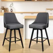 2x ALFORDSON Bar Stools Metal Swivel Dark Grey