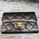 [二手] Chanel AP0214 黑色 荔枝皮 金釦 皮夾 卡夾 零錢包