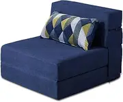 Nigoone Convertible Sleeper Chair Bed with Pillow Memory Foam Fold Sofa Bed Couch Futon Lazy for Living Room/Home Office/Guest Beds/Apartment/Upstairs Loft,Single Size,Dark Blue