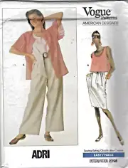 Vogue Designer Sewing Pattern, Adri, 2298, Co-ordinates, Size 12, Uncut