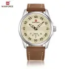 NAVIFORCE 9124 Mens Quartz Watch Leather Band Calendar Display Wristwatch 3ATM