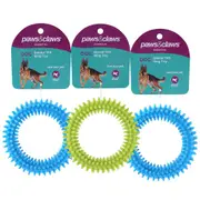 3x Paws & Claws 11cm TPR Spikey Ring Pet Interactive Playing/Chewing Toy Assort