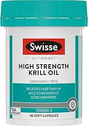 Swisse UB High Strength Deep Sea Krill Oil - rich in Omega-3 to Support Heart, Brain and Eye Health - 1000Mg 30 Capsules