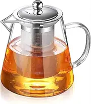 HiWomo 32oz/950ml Glass Teapot with Infuser Tea Pot,Clear Glass Tea Kettle Stovetop Safe Blooming and Loose Leaf Tea Maker
