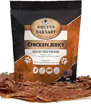 BRUTUS & BARNABY Chicken Jerky Dog Treats- Dehydrated Crunchy USA Premium Fillets, Grain-Free, Preservative-Free, No Fillers. All Natural Chicken Strips are Great for Dogs and Cats (10oz)