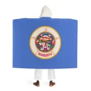 Minnesota Sherpa Fleece Blanket With Hood Featuring the Minnesota Flag