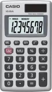 Casio HS-8VA Solar Powered Function Calculator Standard 8 Digit LCD display 2.1"