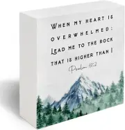 Rustic Wood Sign with Bible Verse Psalm 61:2 for Home Office Decor