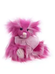 Charlie Bears Raspberry Cupcake - Adorable Plush Teddy Bear Pink Fur and Bow