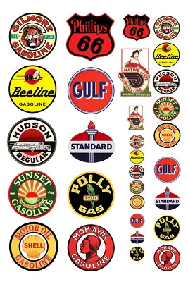 1:87 HO scale model assorted vintage gasoline station gas signs set 2