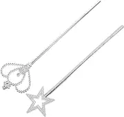 YARNOW 2Pcs Silver Star Wand Fairy Princess Costume Accessories for Halloween Birthday Parties Weddings and Cosplay and Elegant Wizard Wand for Pretend Play