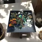 Rectangle Black Marble Console Table Peacock Inlay Art Design Furniture Home Dec
