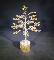 NATURAL TIGER EYE GEMSTONE CHIP TREE WITH 100 STONES CRYSTAL TREE OF LIFE