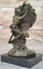 Hot Cast M Nick Signed Art Deco Sculpture Rock Climbing Woman