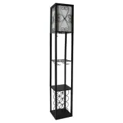 Simple Designs Floor Lamp Etagere Organizer Storage Shelf and Wine Rack with Lin