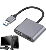 HD USB to VGA Cable | HD Computer Monitor USB to VGA Converter | Plug and Play Display Video Cord Laptops Tablets Accessory for Meetings, Movies