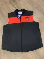 AFL Essendon Bombers Football Club Black&Red Zip Up Puffer Vest New with Tag XL