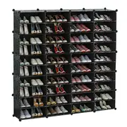 Black DIY Cube Shoe Cabinet Rack Storage Stackable Organiser 4 Column 10 Row