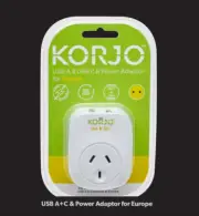 KORJO USB A+C & Power Adaptor for Europe (USB ACEU) ~ RRP: $39.99