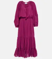 [Marant Etoile] Marant Etoile Latifa cotton and linen-blend midi dress AU 6 purple