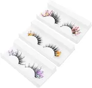 BATHVEVE 3Pairs Glitter Colored False Eyelashes Fluorescent Makeup Lashes for Halloween Christmas and Role Playing Easy to Use Fake Lash Extensions for Unique Beauty