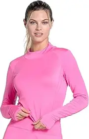 [Lucky In Love] Mock Neck Hip Fit Long Sleeve Shirt with UV Protection