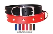 Beau Pets - Deluxe Studded Leather Collar - 32mm x 75cm - Blue