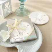 40 Beach Theme Wedding Favors Sand Dollar Coasters, 4 Inch, Stone, Gift Boxed