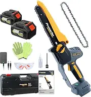 Prunarbo Mini Chain Saw Battery Powered 8 Inch, Hand Held Small Electric Chainsaw Cordless Compatible with Makita 18V Batteies with Auto Oiler 8000mAh Lithium Cell for Tree Branch Wood Cutting PR-E8