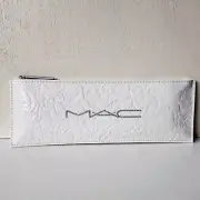 MAC White Leather Effect Makeup Cosmetics Bag Case, Travel Carry Pouch Brand New