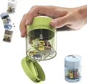 3-in-1 Travel Pill Organizer, 7-Day Portable Mini Medicine Organizer, Weekly Pill Bottle Timer Cap with Pill Cutter & 7 Compartments (Green)