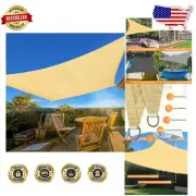 Curved Rectangle Sun Shade Sail, 7'x13' Beige, Weather-Resistant Outdoor Fabric