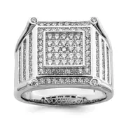Sterling Silver Brilliant Embers Rhodium-Plated 109 Stone Micro Pav Cz Men'S Ring